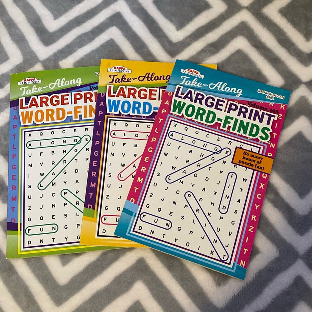 Set of 3 Large Print Word Finds